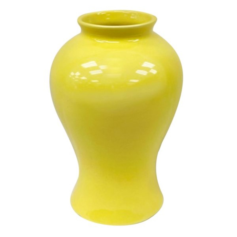 Solid Yellow Ceramic Vase, 10″