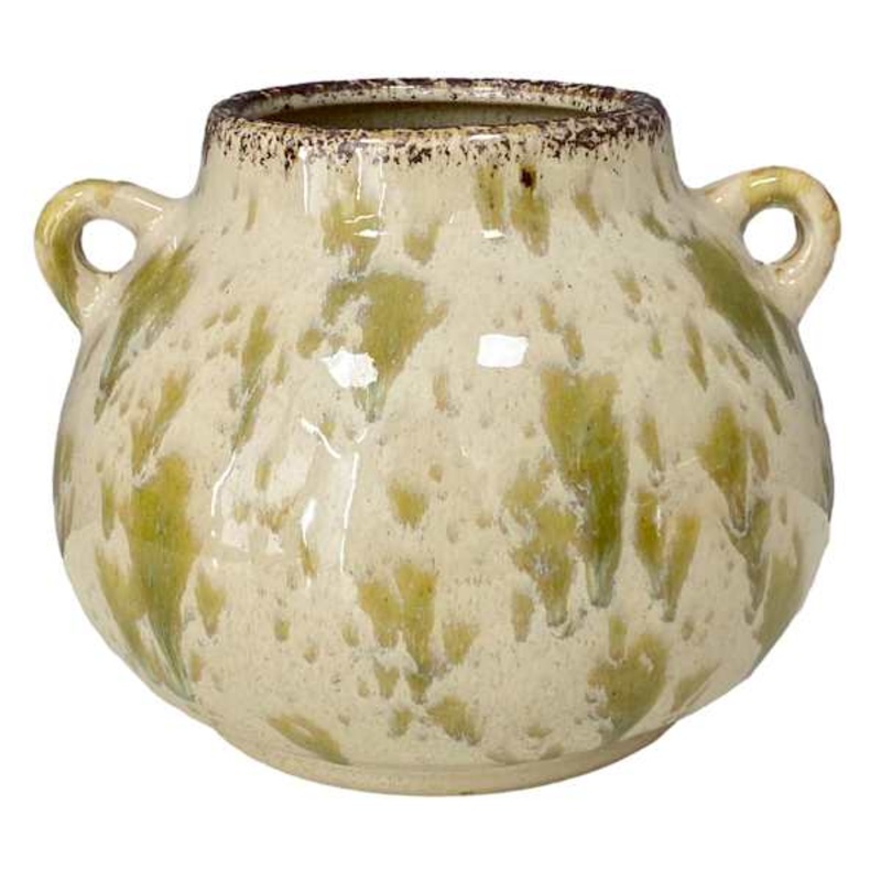 Splotch Ceramic Vase with Handles, 8″