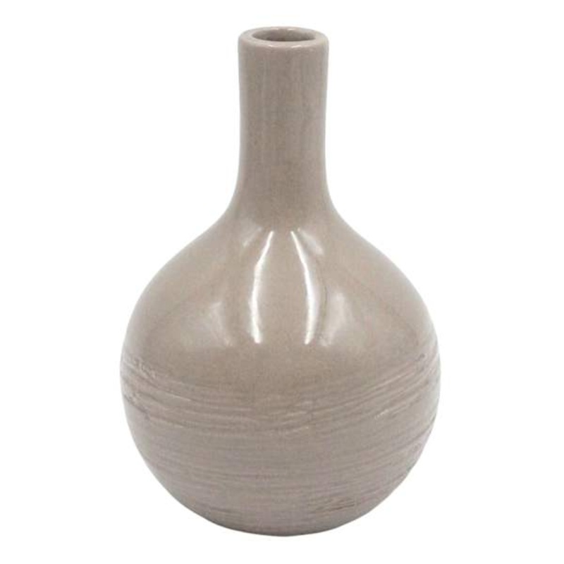 Tan Ceramic Vase, 6″