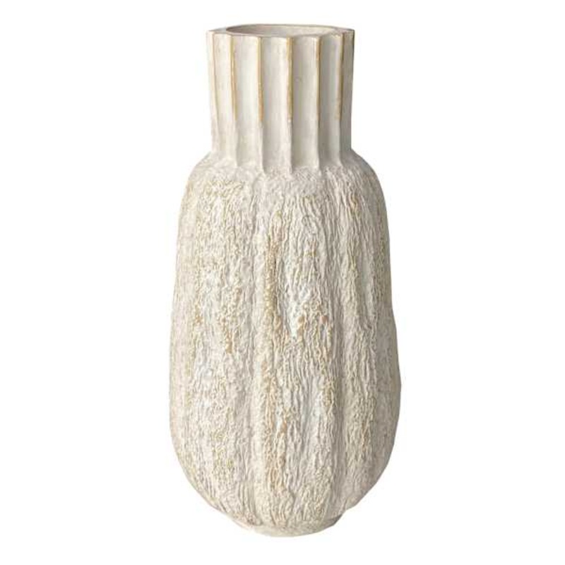 Tan Ceramic Vase, 8.75″