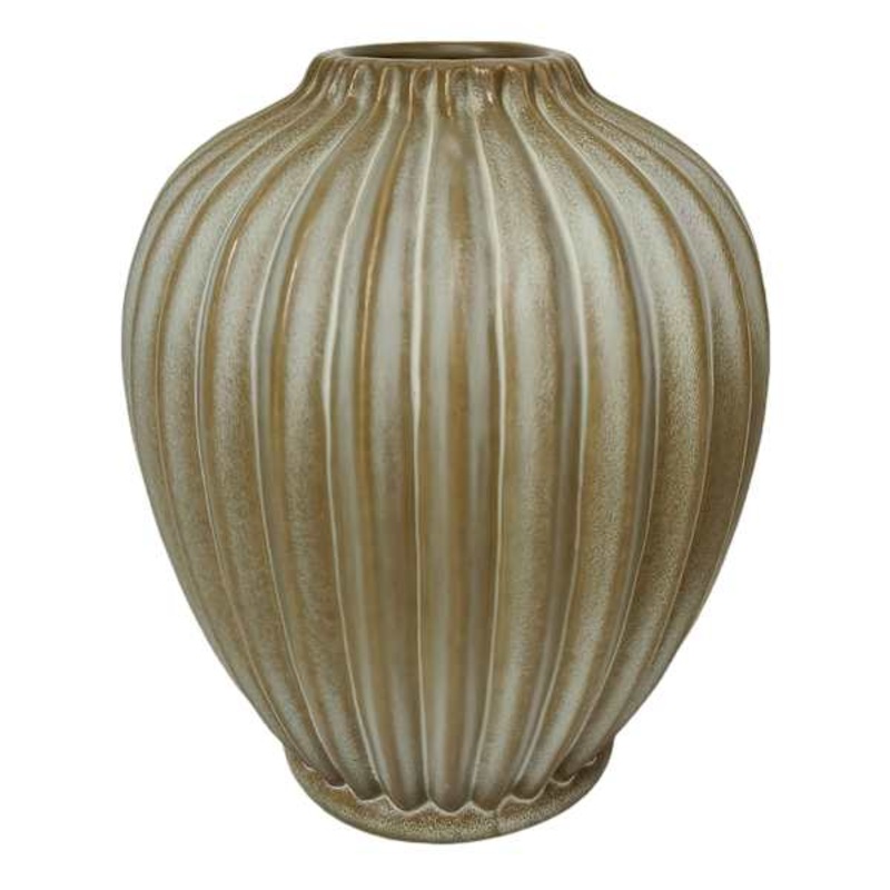 Tan Fluted Ceramic Vase, 6×7