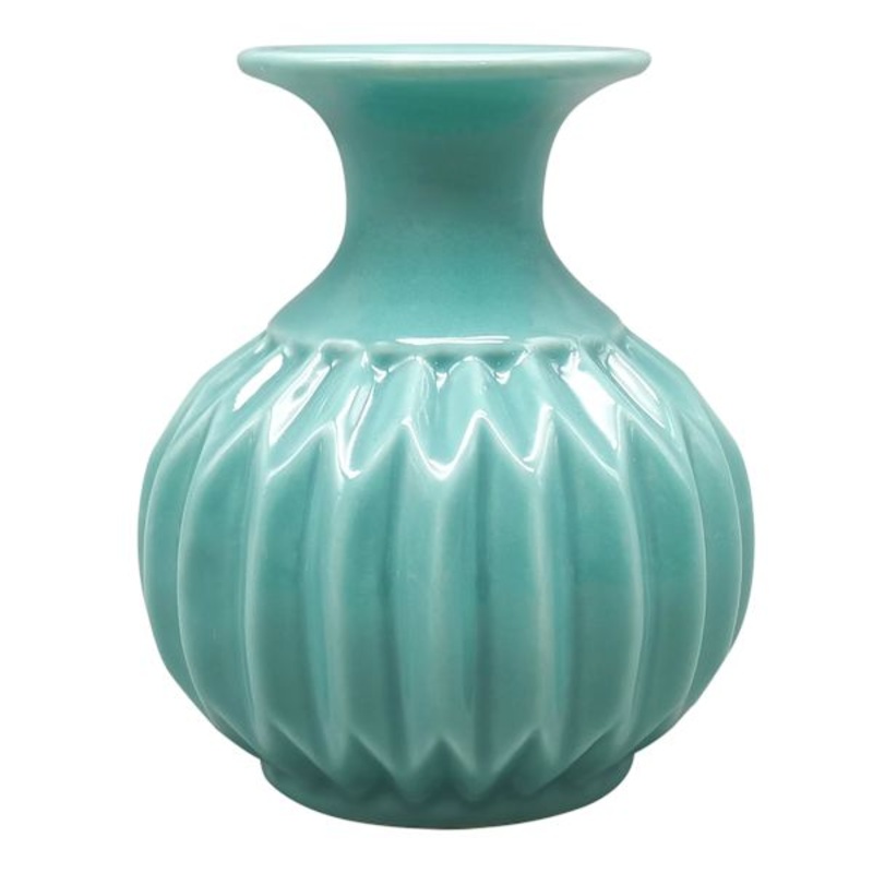 Teal Ceramic Vase, 4″