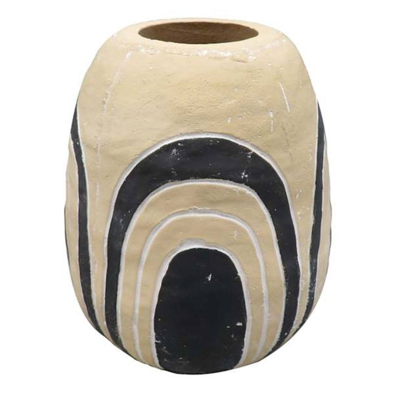 Tracey Boyd Black & Tan Ceramic Vase, 7.5″