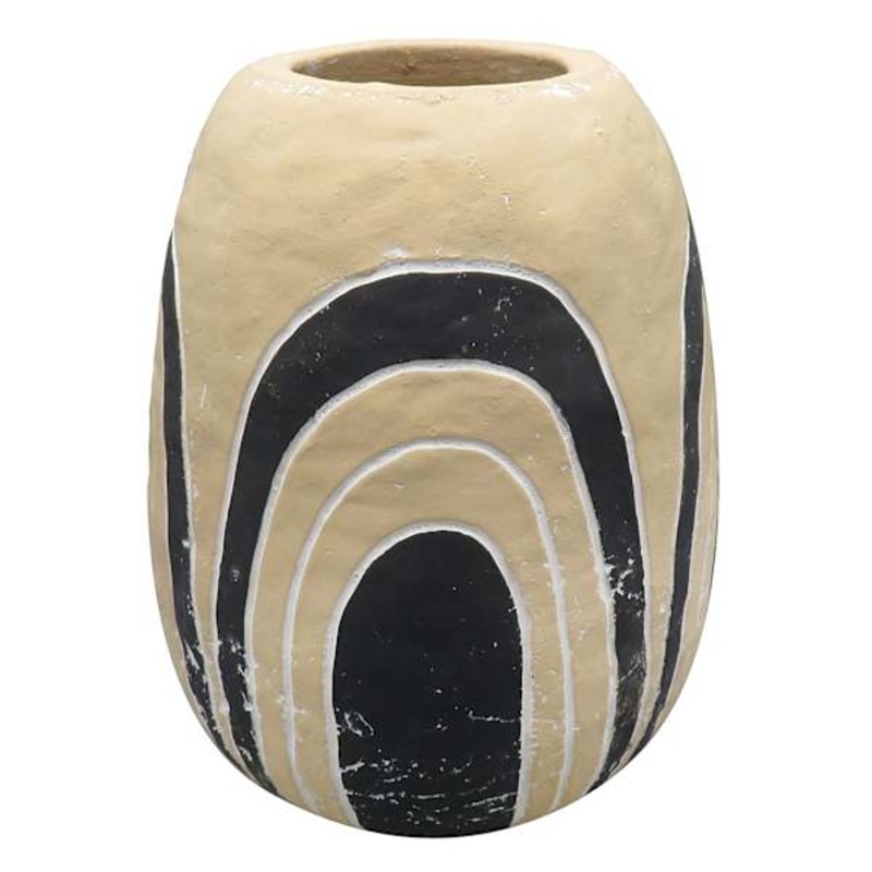 Tracey Boyd Black & Tan Ceramic Vase, 9″