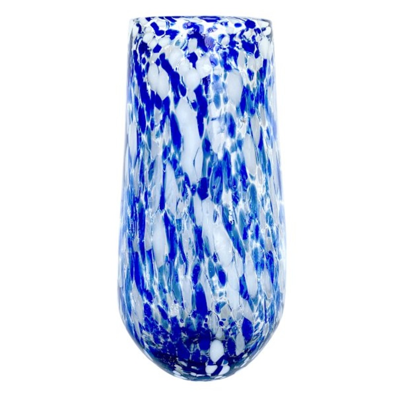 Tracey Boyd Blue Frit Glass Vase, 10″