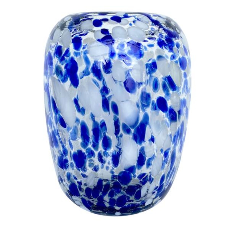 Tracey Boyd Blue Frit Glass Vase, 7.5″