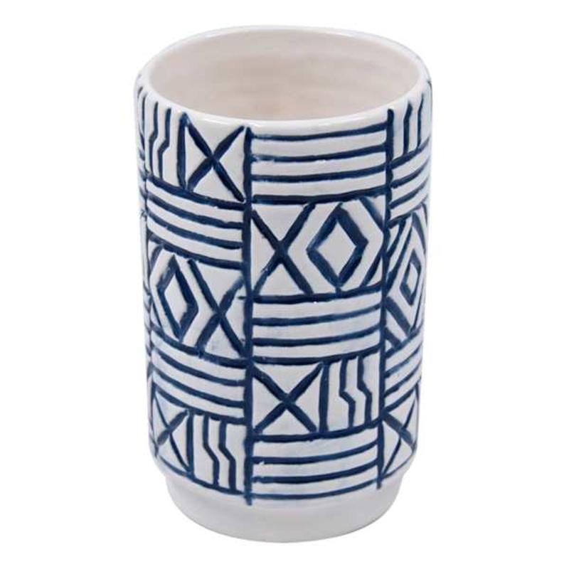 Tracey Boyd Blue Patterned Ceramic Vase, 5″