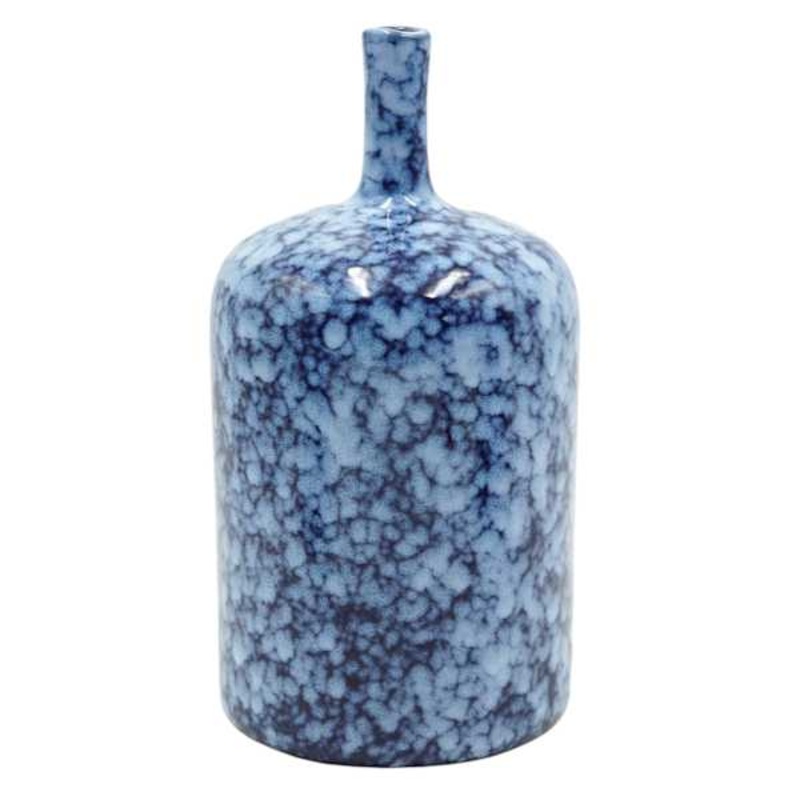 Tracey Boyd Blue Splatter Ceramic Vase, 9.5″