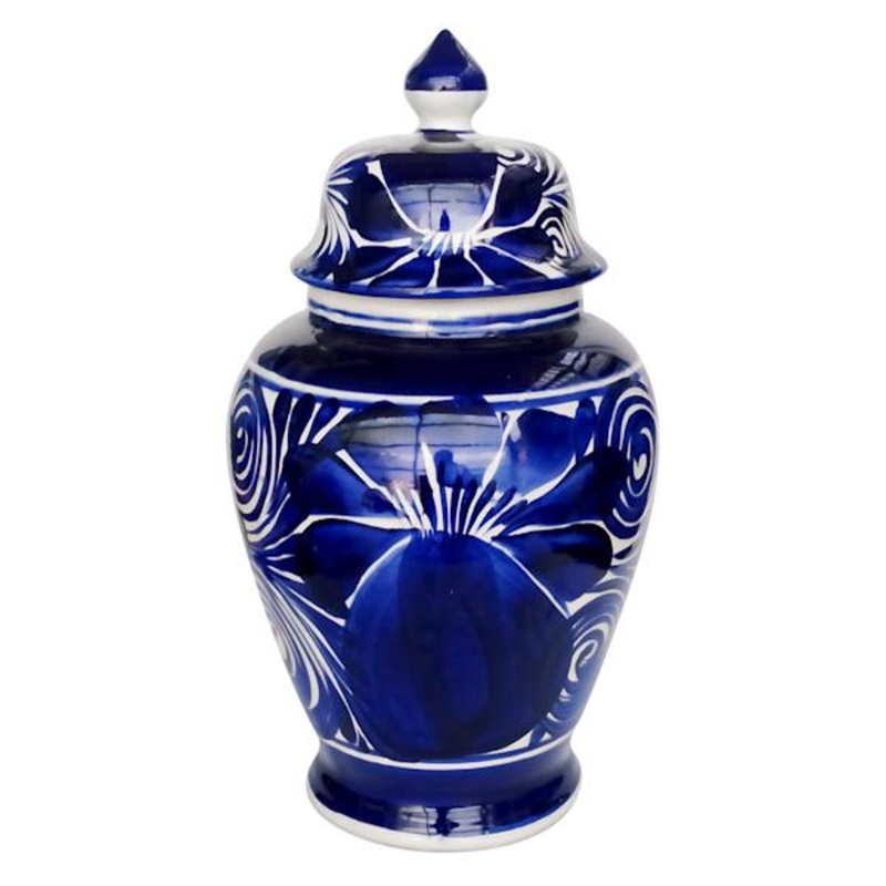 Tracey Boyd Blue Talavera Ginger Jar, 13.5″