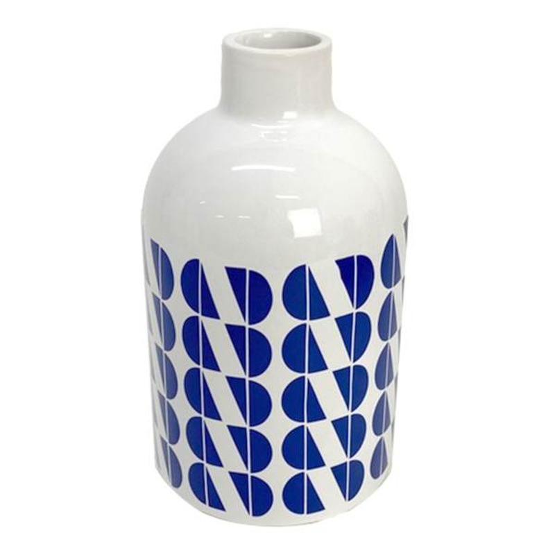 Tracey Boyd Blue & White Printed Vase, 7″