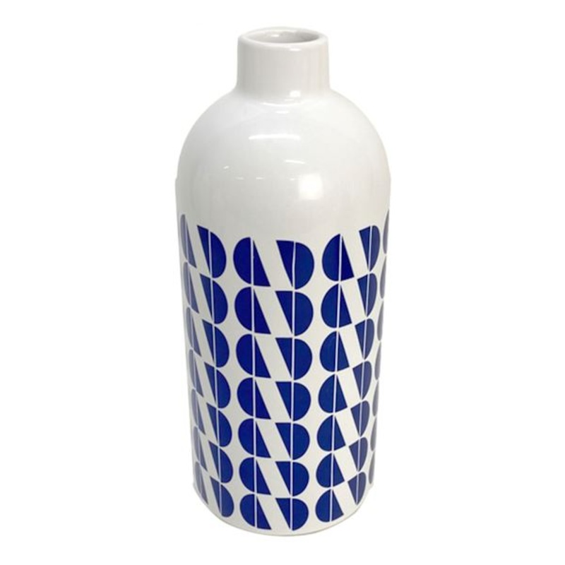 Tracey Boyd Blue & White Printed Vase, 9.5″