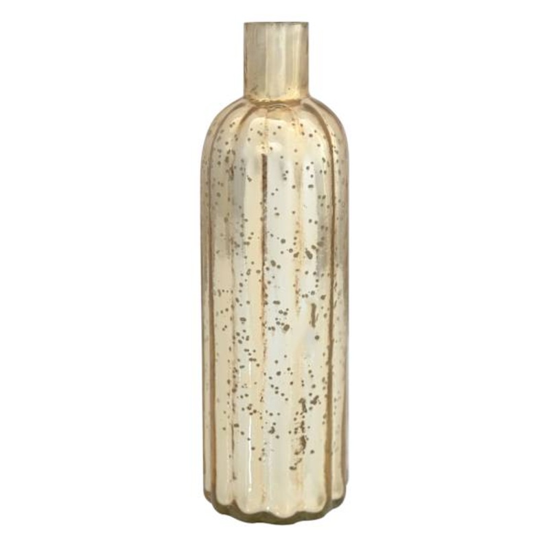 Tracey Boyd Gold Mercury Glass Bottle Vase, 10″