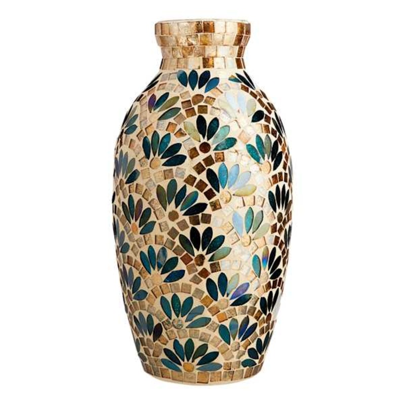 Tracey Boyd Green Fan Mosaic Vase, 12″