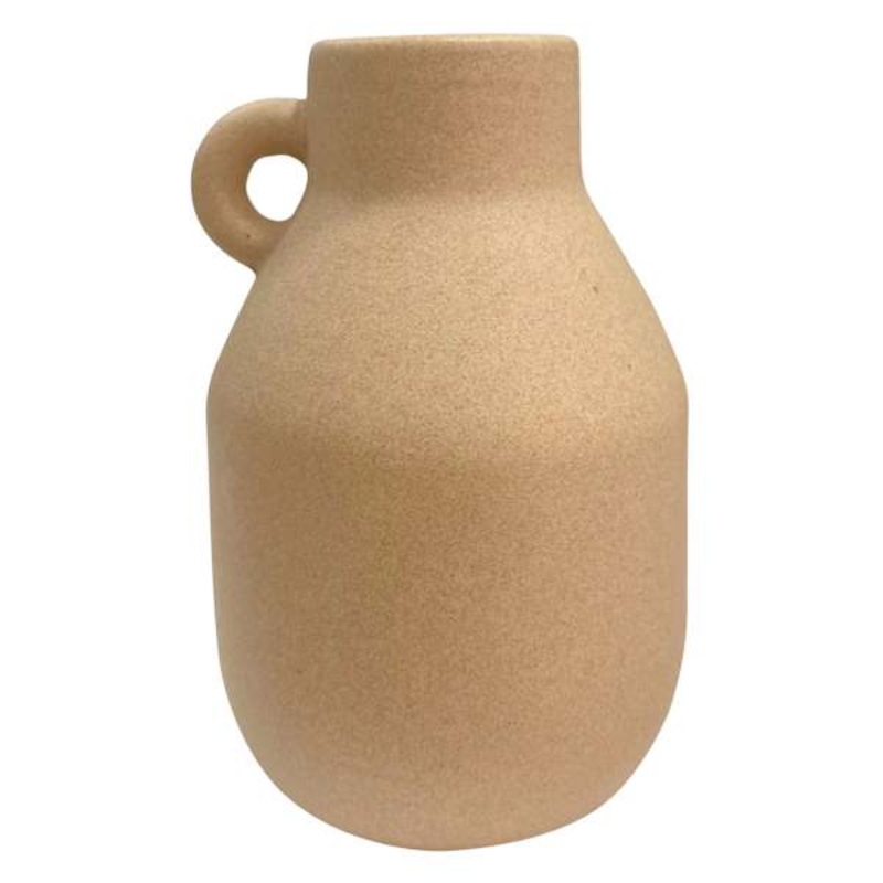 Tracey Boyd Greige Vase with Ring Handle, 5.5″