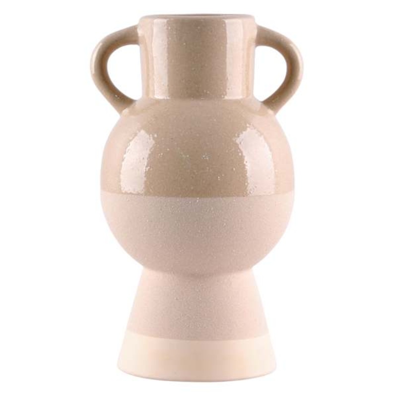 Tracey Boyd Neutral Terracotta Vase with Handles, 11.5″
