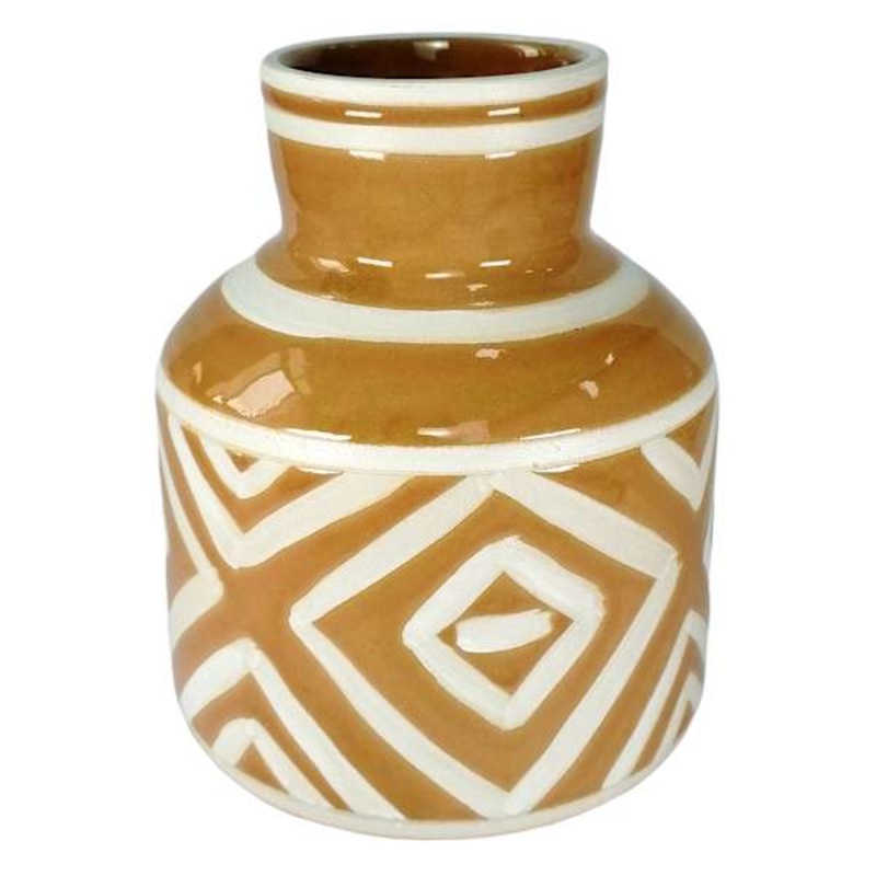 Tracey Boyd Terracotta Print Ceramic Vase, 7.5″