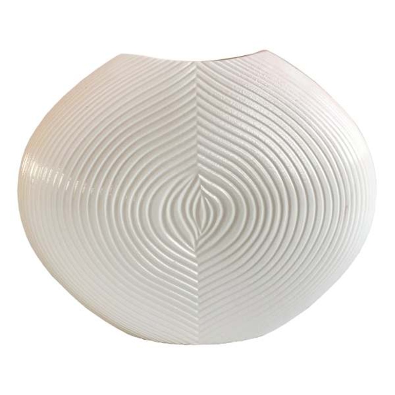 Tracey Boyd White Carved Round Vase, 9″