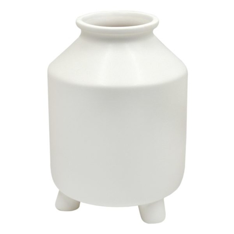 Tracey Boyd White Ceramic Vase with Feet, 7″
