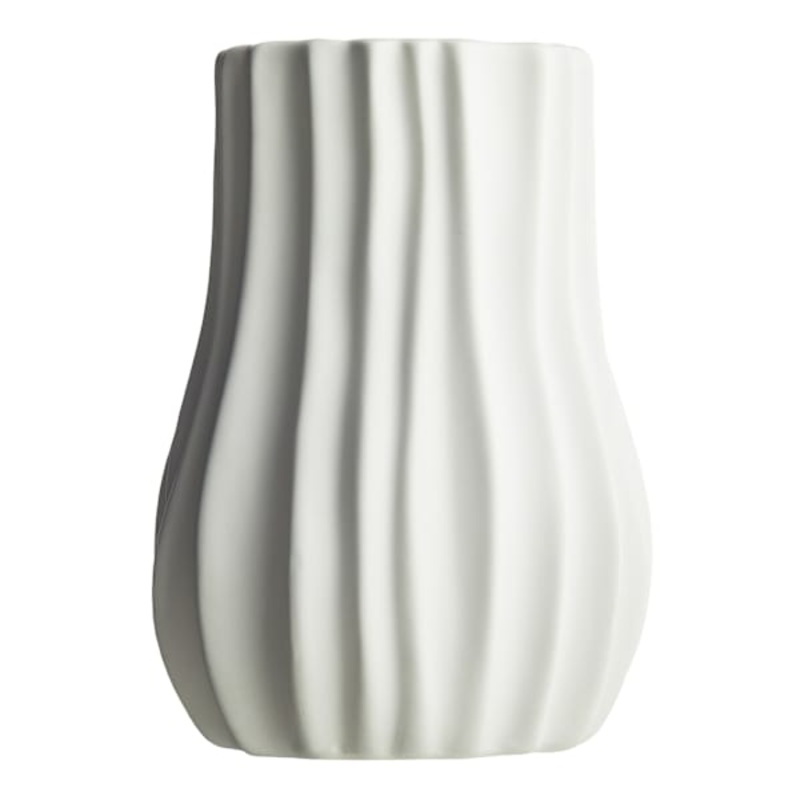 Tracey Boyd White Ribbed Ceramic Vase, 5″