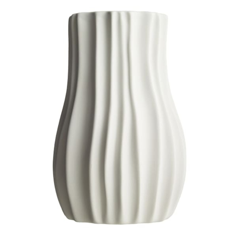 Tracey Boyd White Ribbed Ceramic Vase, 6.5″