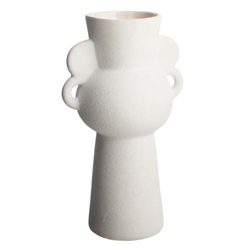 Tracy Boyd Matte White Winged Vase, 11″