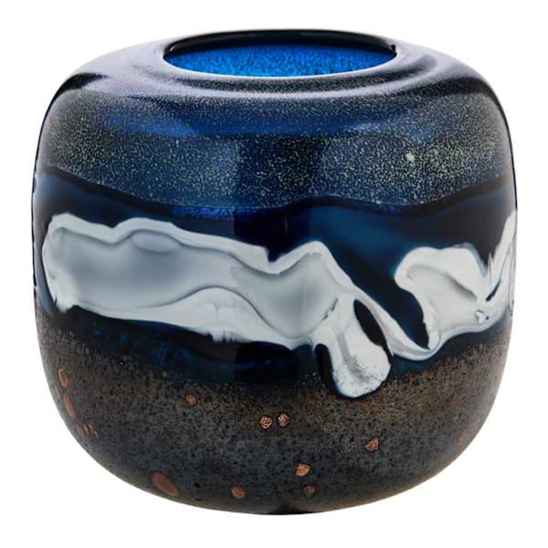 Ty Pennington Blue Art Glass Vase, 6″