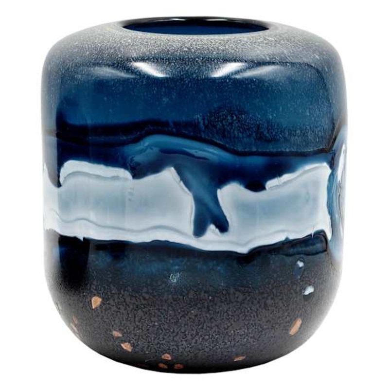 Ty Pennington Blue Art Glass Vase, 8.3″