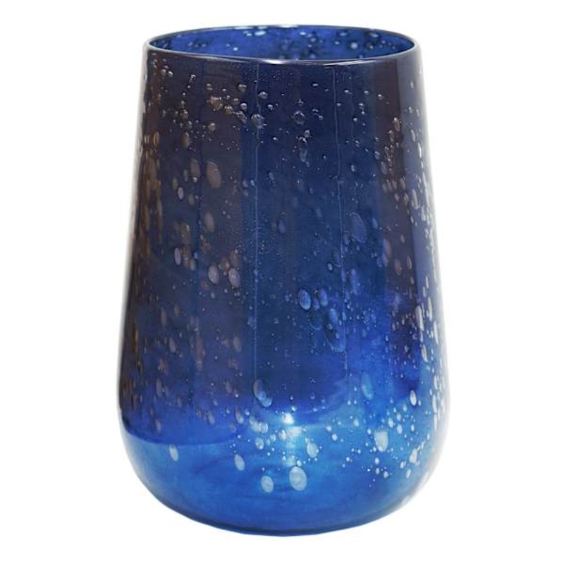 Ty Pennington Blue Bubble Glass Vase, 11″