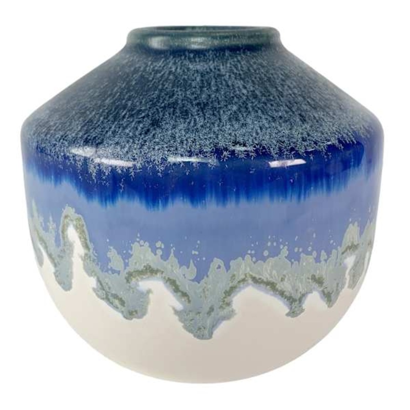 Ty Pennington Blue Ceramic Glaze Vase, 5″