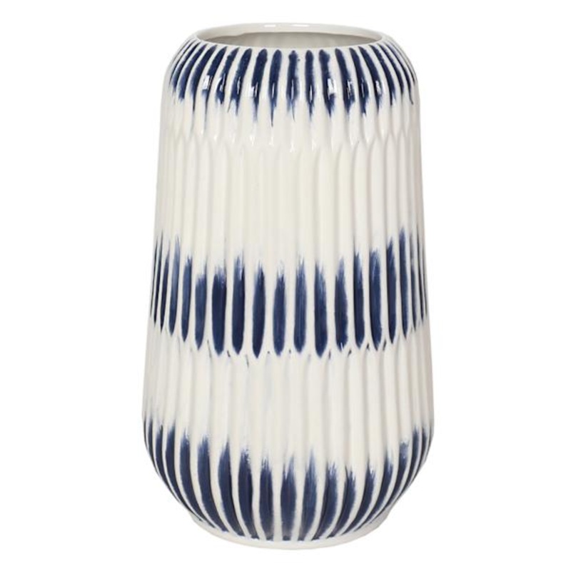 Ty Pennington Blue & White Shibori Stripe Vase, 12″
