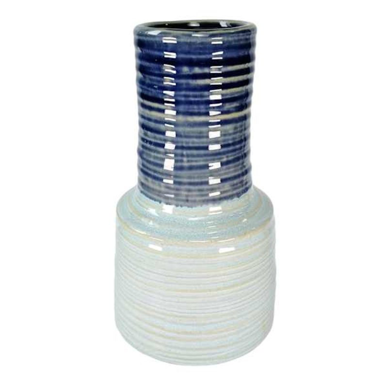Blue Reactive Glaze Ceramic Vase, 11″