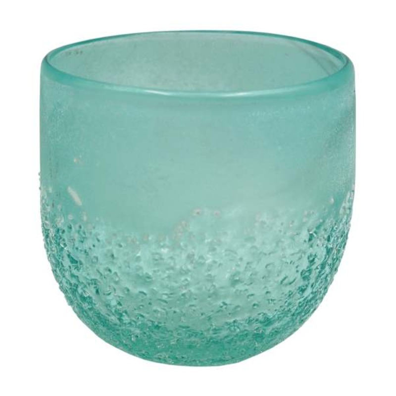 Frosted Aqua Glass Vase, 4″
