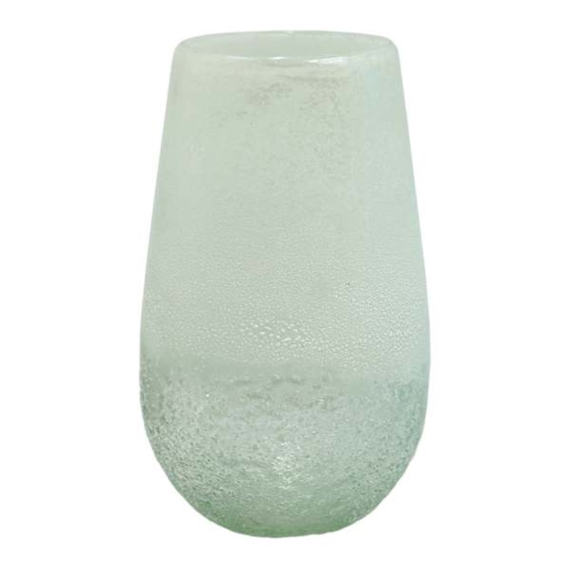 Frosted White Glass Vase, 10″