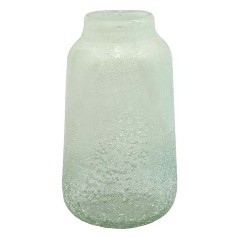 Frosted White Glass Vase, 9″