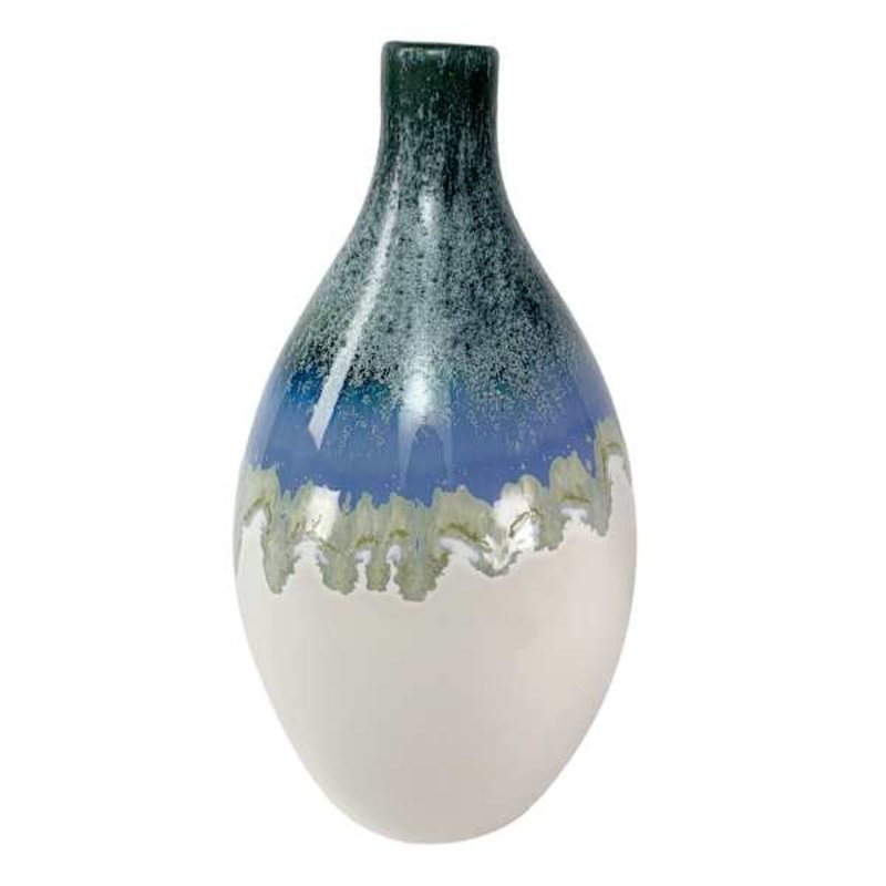 Ty Pennington Blue Glaze Ceramic Vase, 11.4″