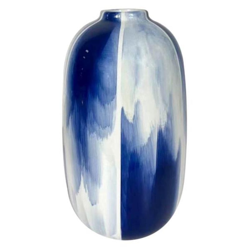Ty Pennington Blue Reactive Glaze Ceramic Vase, 10″