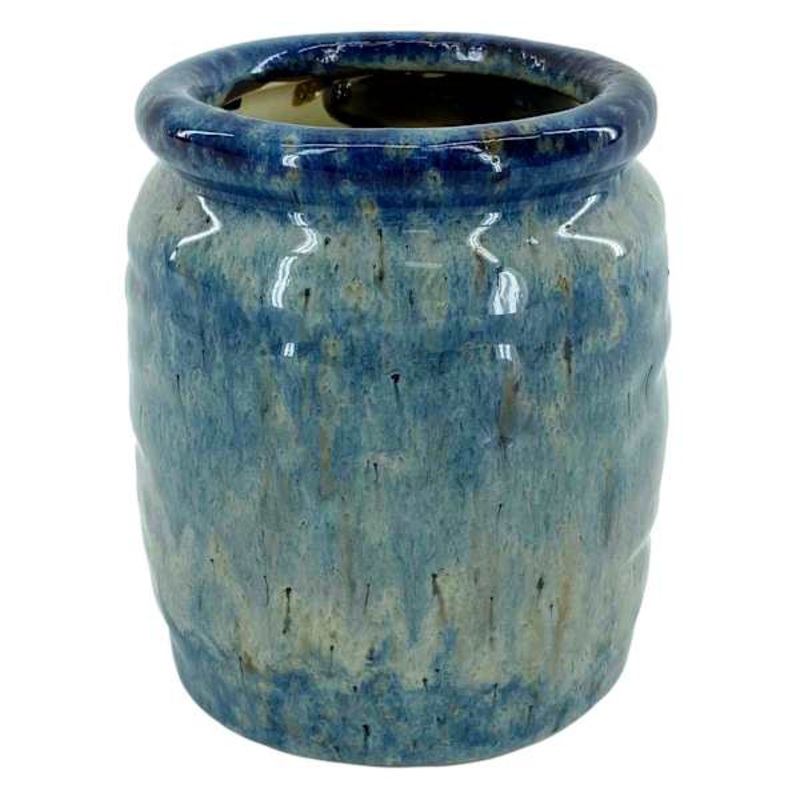 Ty Pennington Blue Reactive Glaze Ceramic Vase, 5″