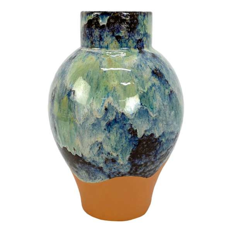 Ty Pennington Blue Reactive Glaze Ceramic Vase, 9″