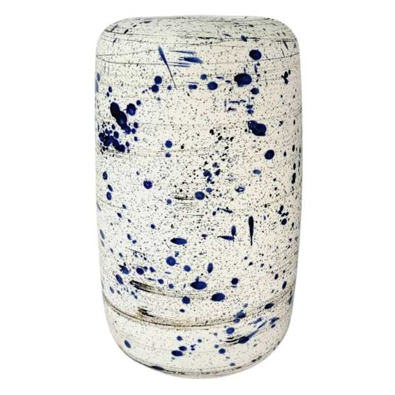 Ty Pennington Blue Speckled Ceramic Vase, 11″