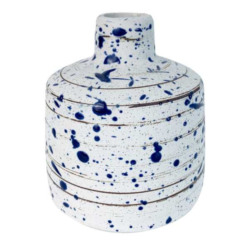 Ty Pennington Blue Speckled Ceramic Vase, 4″