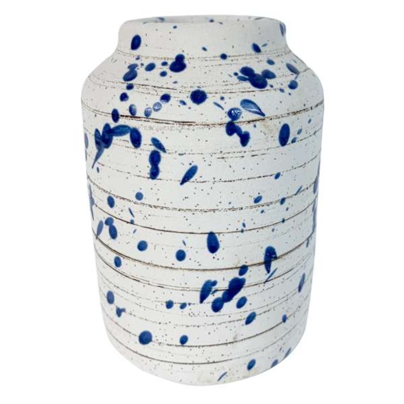 Ty Pennington Blue Speckled Ceramic Vase, 5″