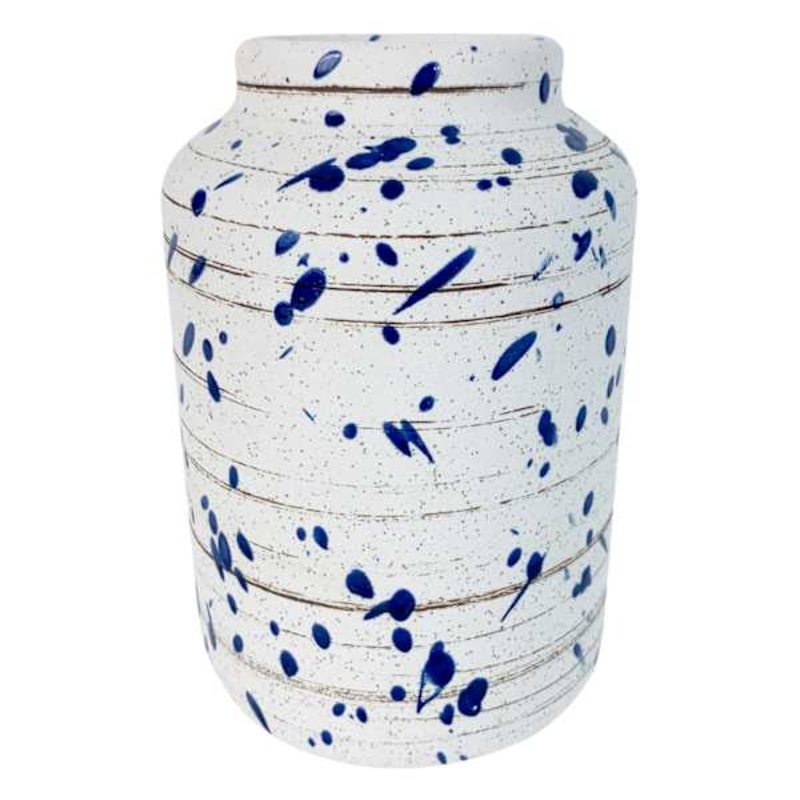 Ty Pennington Blue Speckled Ceramic Vase, 7″
