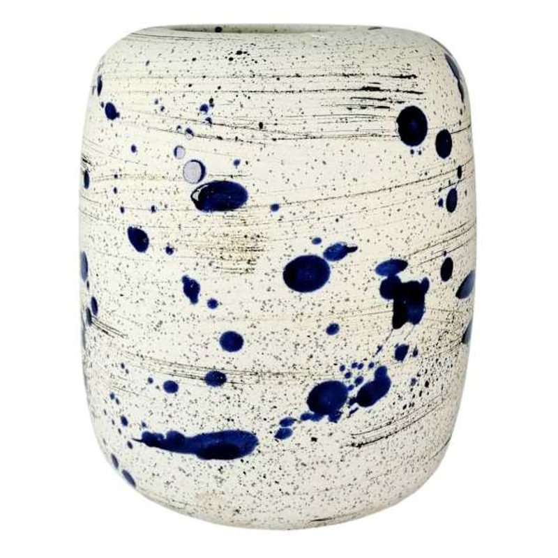 Ty Pennington Blue Speckled Ceramic Vase, 8″