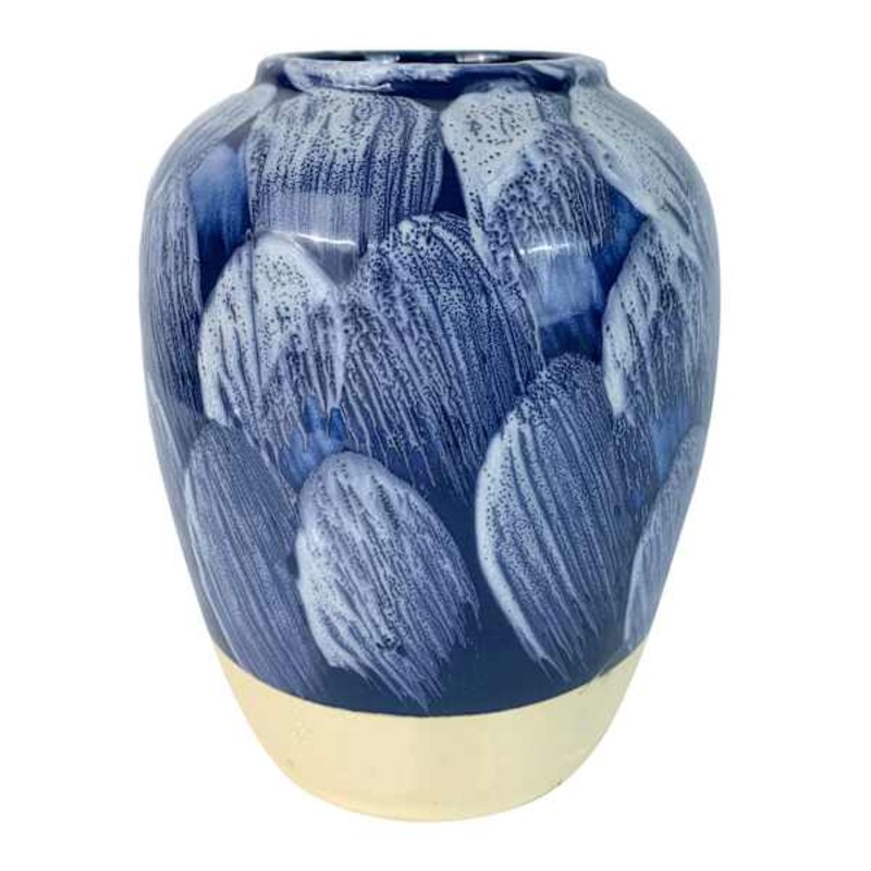 Ty Pennington Blue Splash Ceramic Vase, 9″