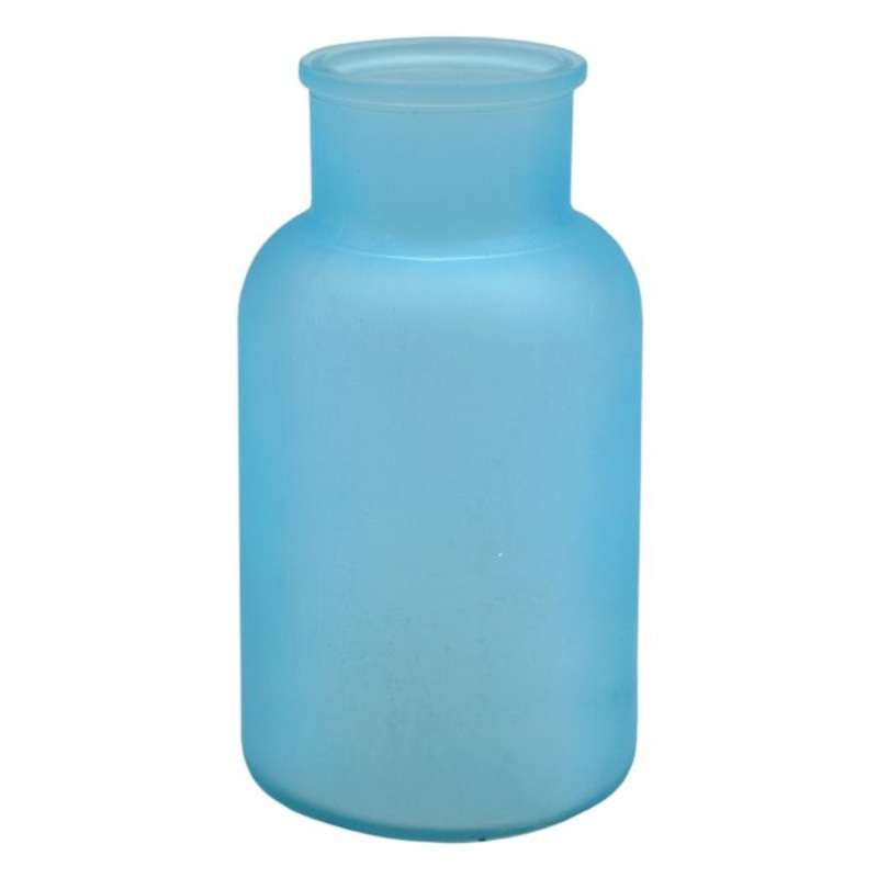 Ty Pennington Frosted Blue Glass Bottle Vase, 10″