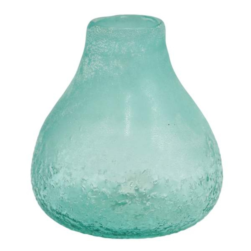 Ty Pennington Frosted Turquoise Glass Vase, 6″