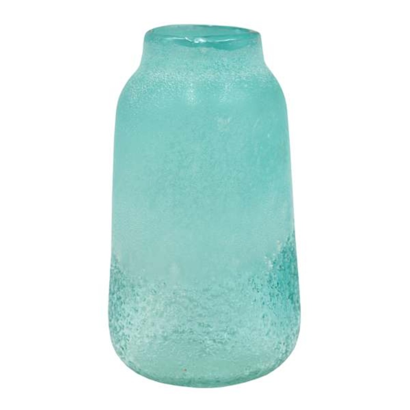 Ty Pennington Frosted Turquoise Glass Vase, 9″