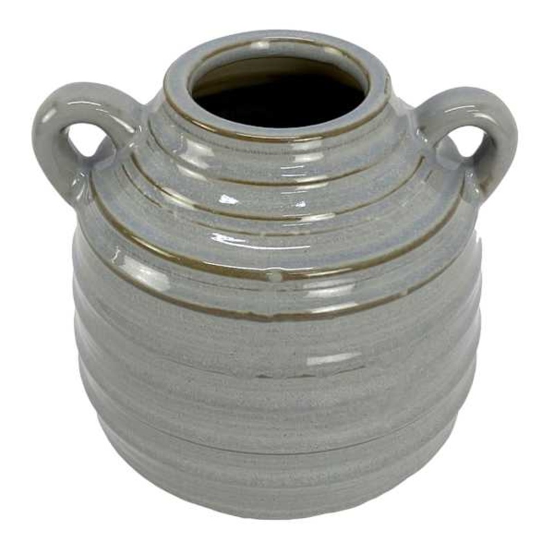 Ty Pennington Grey Ceramic Vase with Handles, 6″