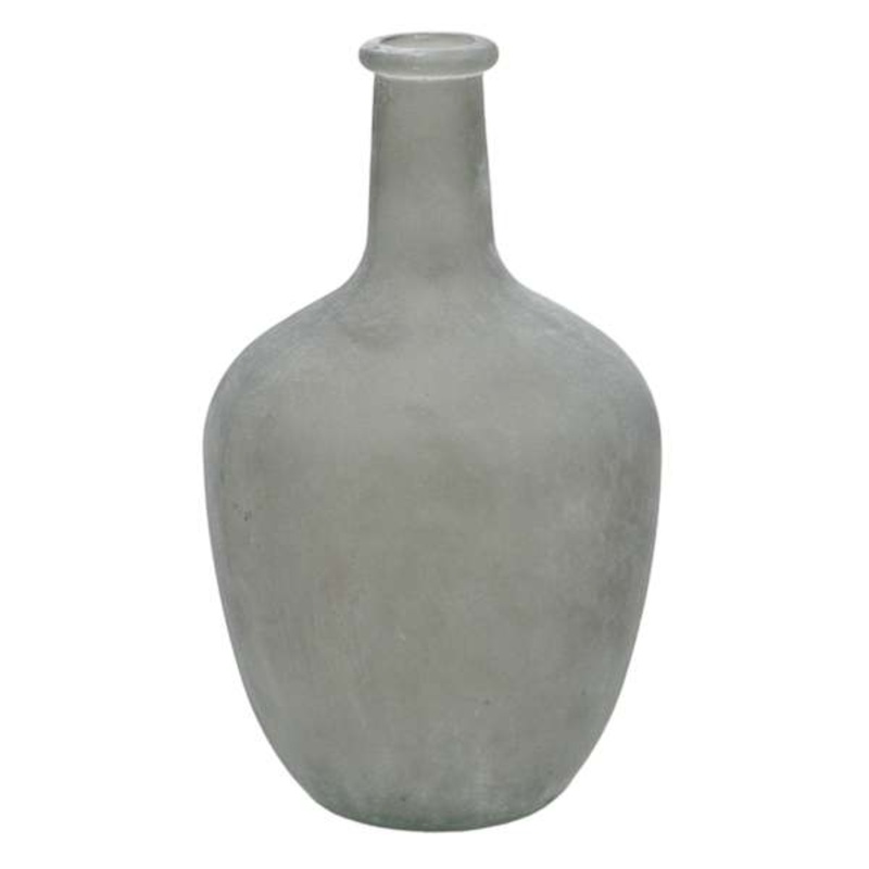 Ty Pennington Grey Sanded Glass Bottle Vase, 10″