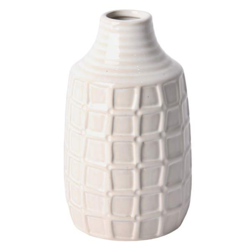 Ty Pennington Ivory Windowpane Ceramic Vase, 7″